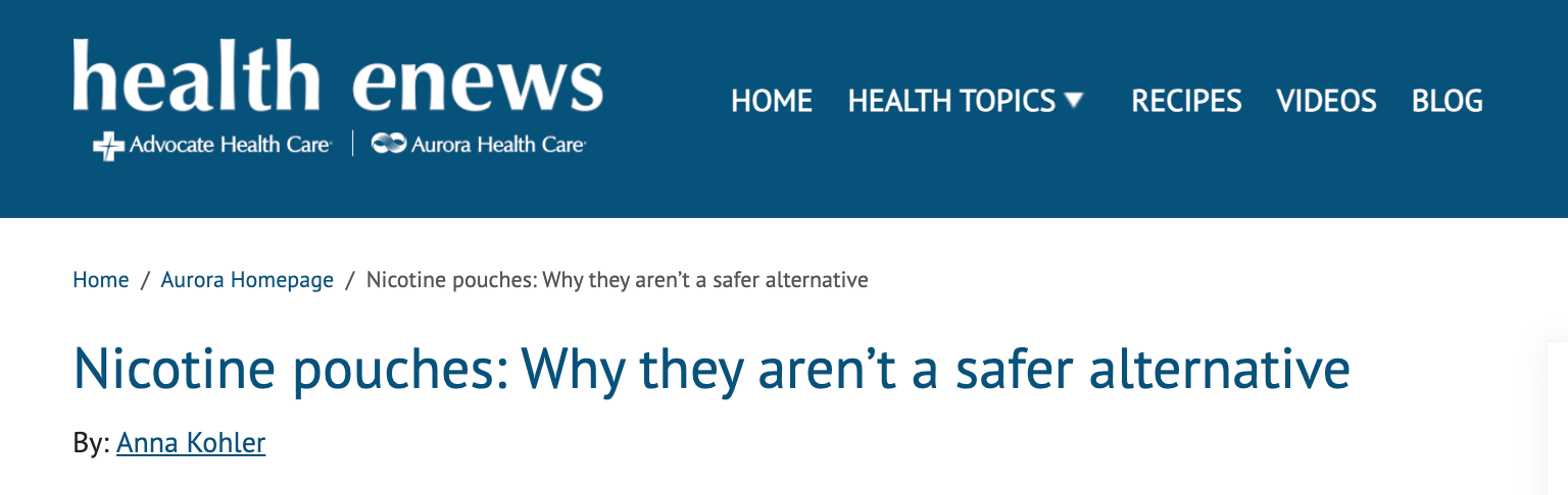 Screenshot of a news article about nicotine pouches.