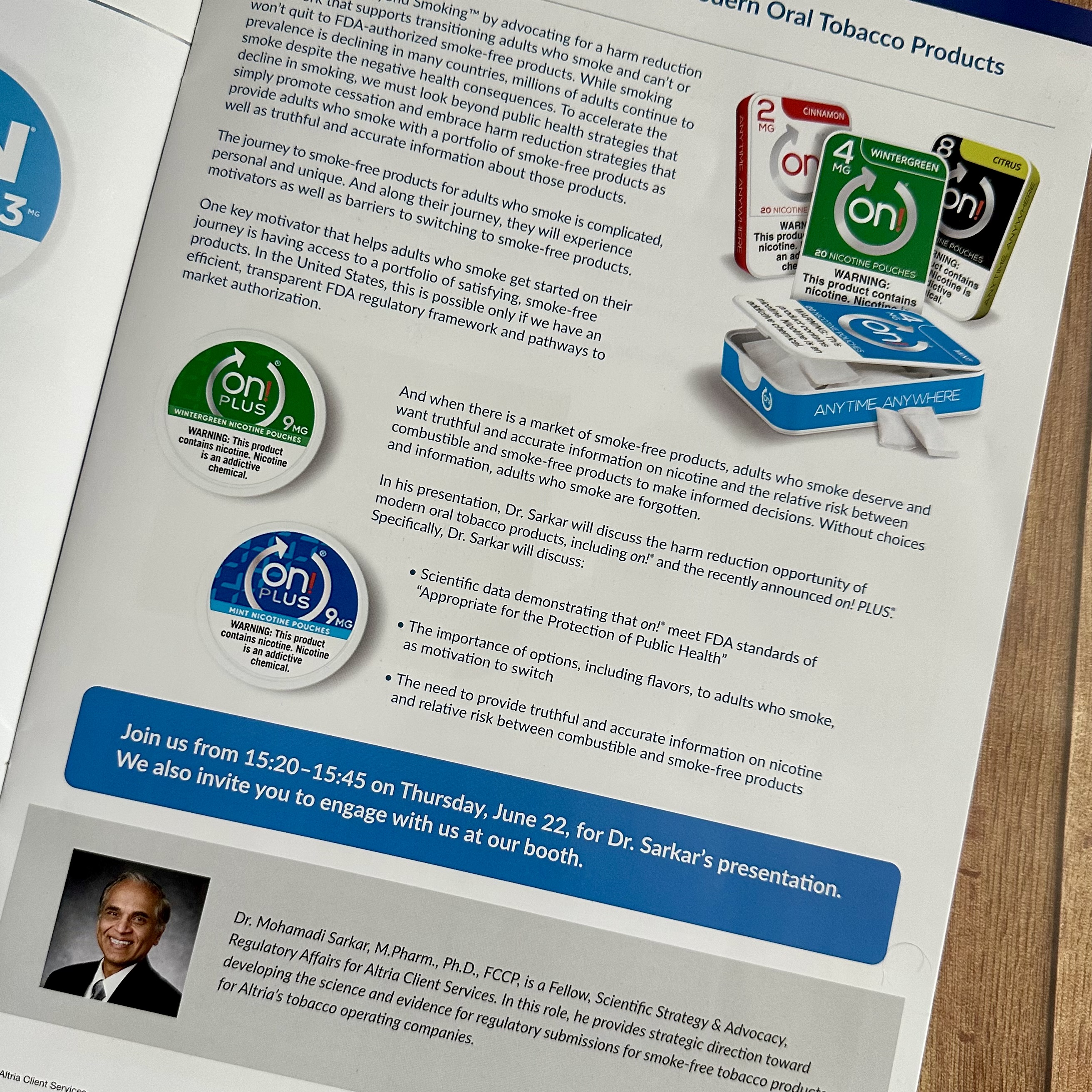 On! by Altria nicotine pouch page