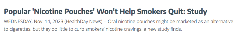 Popular nicotine pouches won't help smokers quit: study