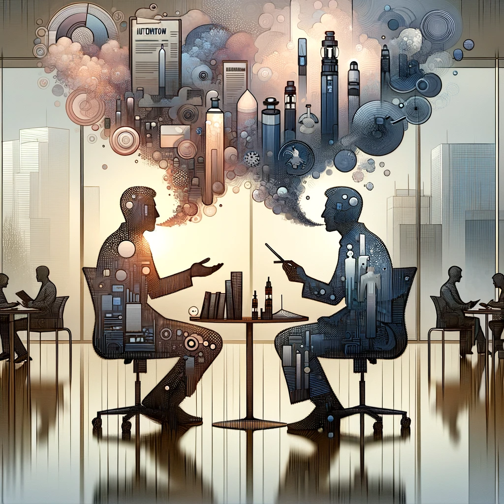 A coneptual image illustrating an interview about tobacco harm reduction.