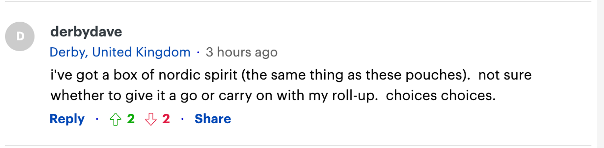 Nicotine pouch article comment screenshot 6