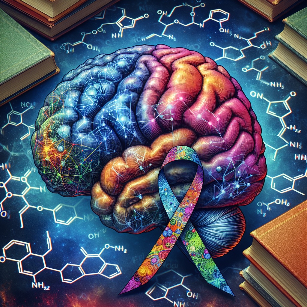 Brain scan overlaid with nicotine molecular structures and ADHD awareness symbols, illustrating the connection between ADHD and nicotine research