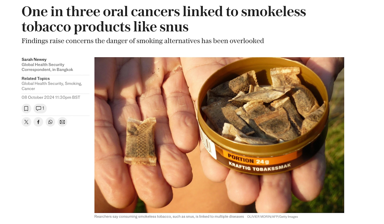 Telegraph snus headline image