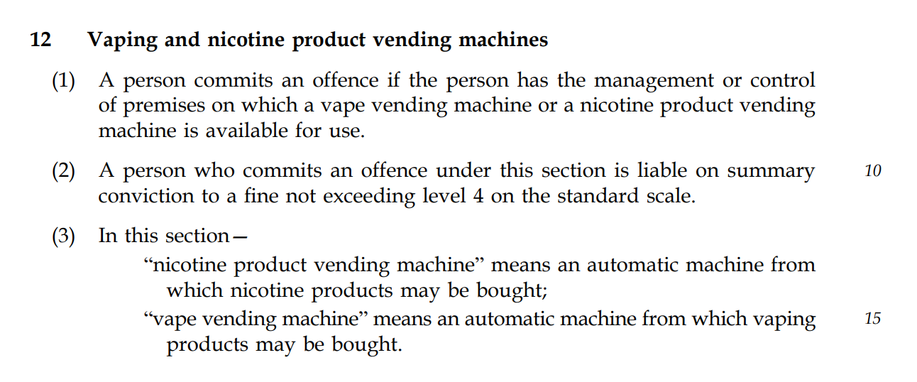 No vending machine sales