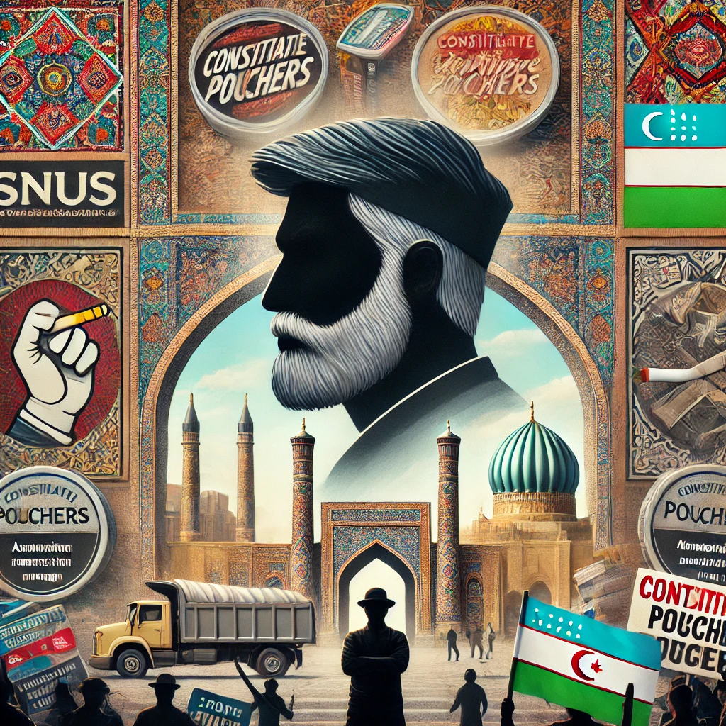 Scene of smoking harm reduction advocacy in Uzbekistan with Aza and nicotine pouches.