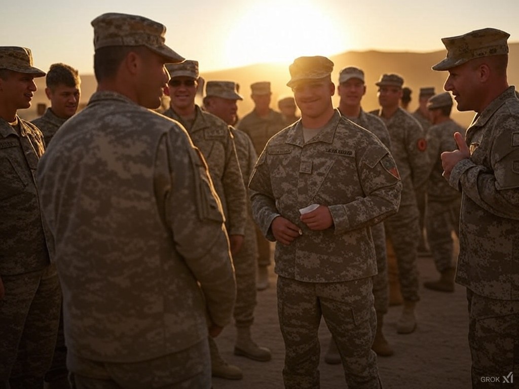 Soldier holding a nicotine pouch in a military setting.