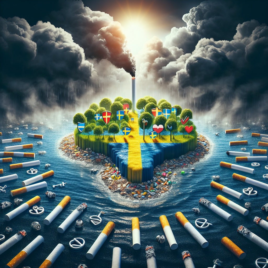 An illustration of Sweden as a smokefree oasis amid European tobacco debates.