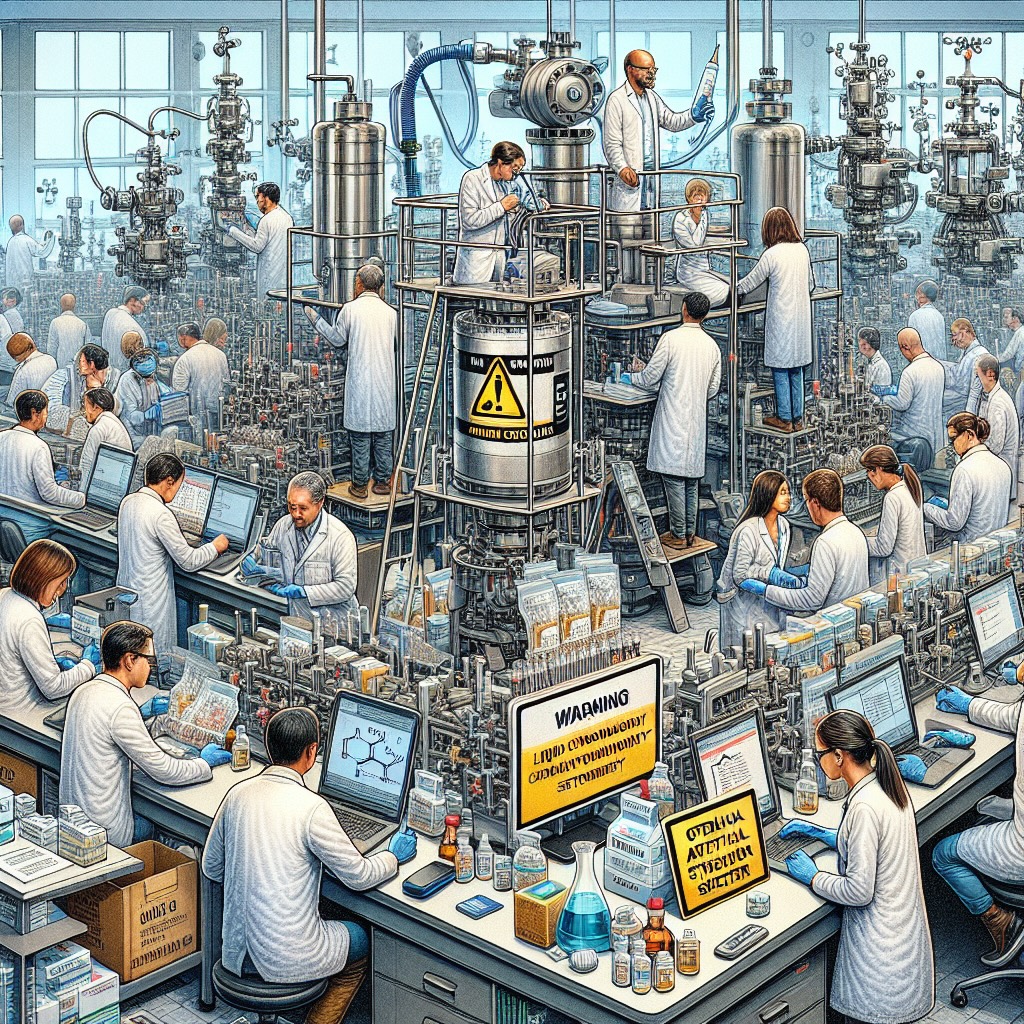 Researchers conducting chemical analysis on nicotine pouches in a lab.