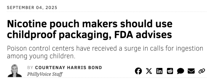 Line graph showing nicotine pouch ingestion incidents over time