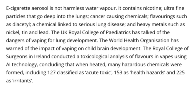 Screenshot of a graph showing vaping market data.